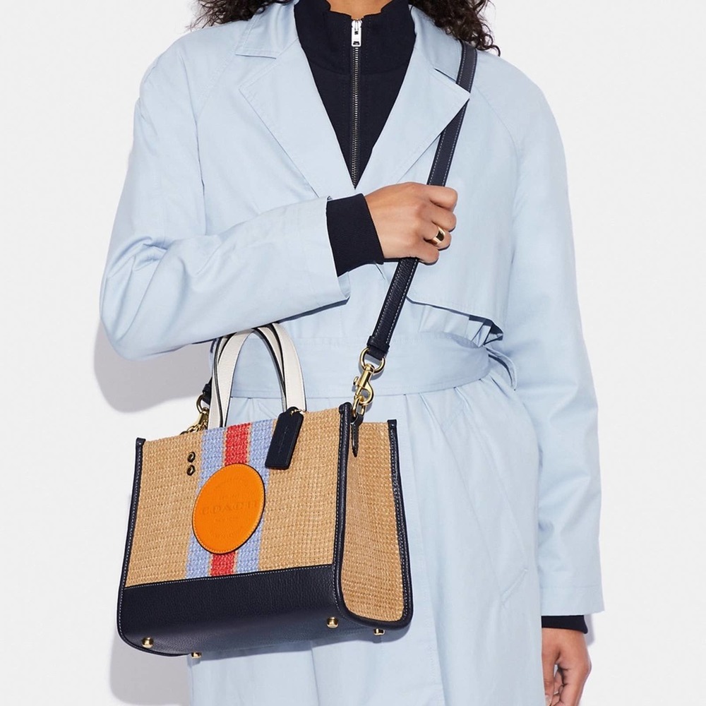 NWT💃Coach Dempsey Carryall with Coach Patch/ Straw and refined pebble leather - Picture 9 of 10